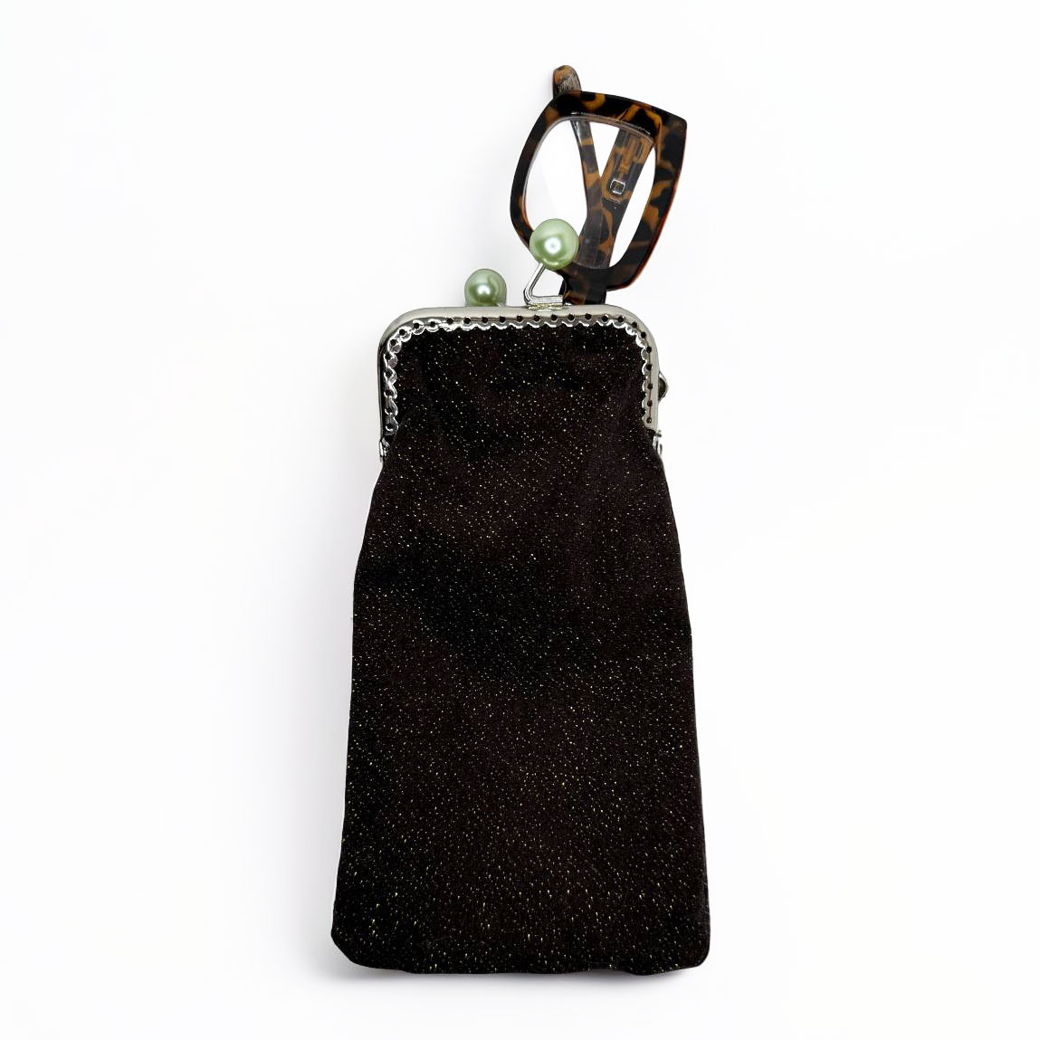 Brillenetui braun Glitzer