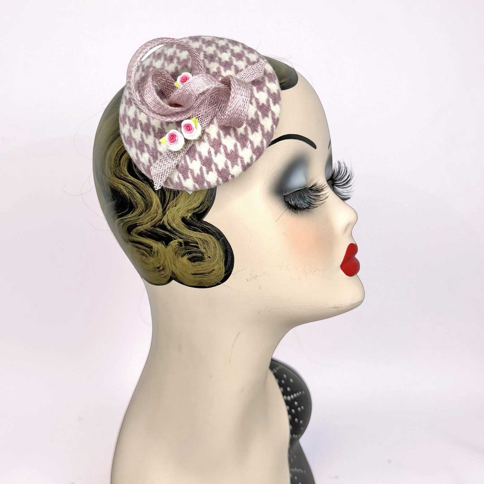 Fascinator rosa Hahnentritt – Bild 4