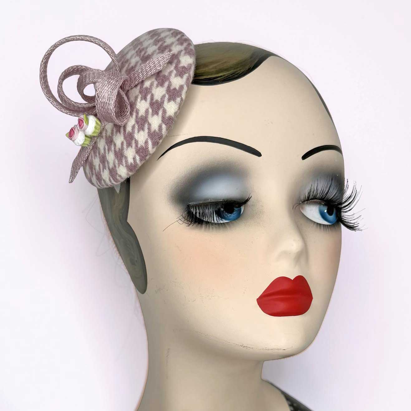 Fascinator rosa Hahnentritt
